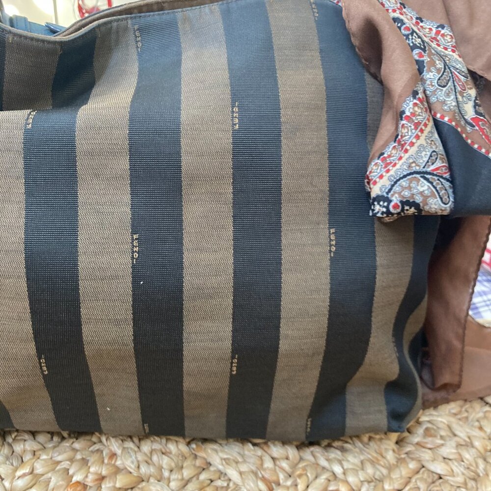 CLASSIC Fendi Pequin Borsa Hobo Shoulder Bag Pequin Stripes w/Authenticity Card - Picture 3 of 16